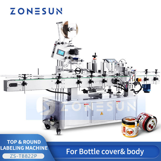 ZONESUN ZS-TB822P Automatic Top and Round Bottle Labeling Machine