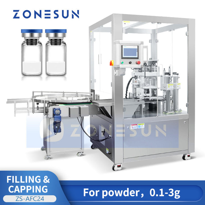 ZONESUN ZS-AFC24 Máquina automática de llenado y tapado de barrena de polvo para viales 