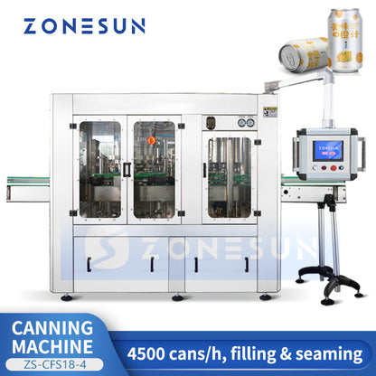 ZONESUN ZS-CFS18-4 Auto Liquid Can Isobaric Filling Sealing Machine