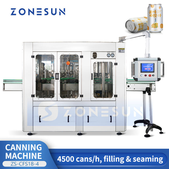 Máquina llenadora y selladora isobática de latas de líquido automática ZONESUN ZS-CFS18-4 