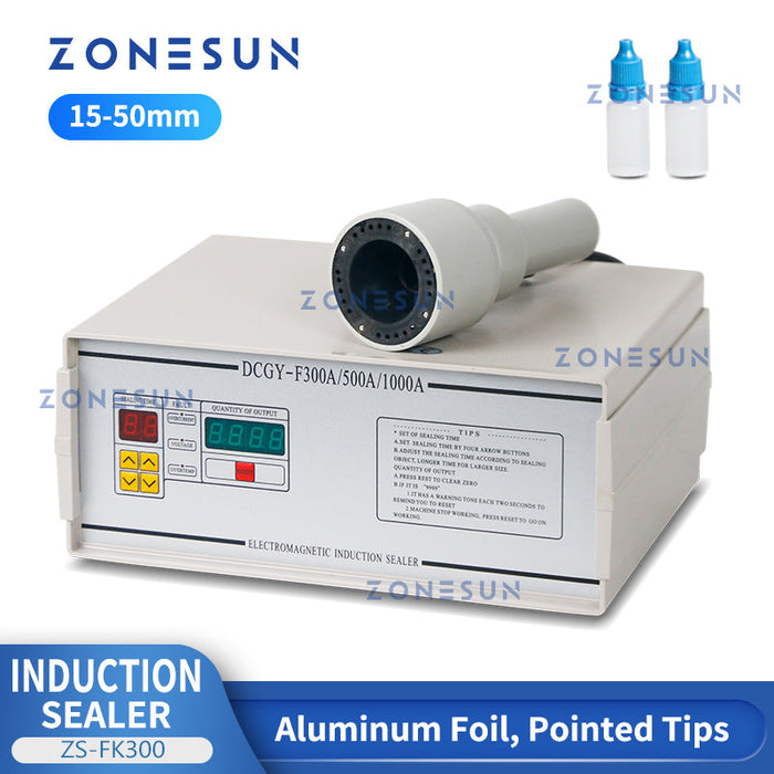 ZONESUN ZS-FK300 Handheld Electromagnetic Induction Sealing Machine (15-50mm) for Aluminum Foil, Plastic & Glass Bottles