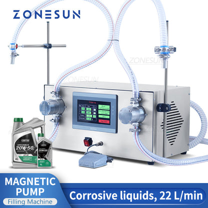 ZONESUN ZS‑G25A2 Dual Nozzle Magnetic Pump Corrosive Liquid Filler