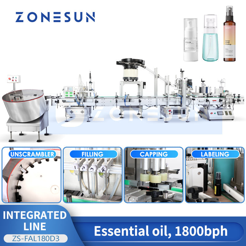ZONESUN ZS-FAL180D3 Automatic Bottle Filling Capping Labeling Line