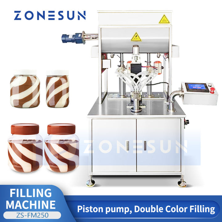 ZONESUN ZS-FM250 Máquina llenadora semiautomática de bomba de pistón de pasta giratoria de dos colores