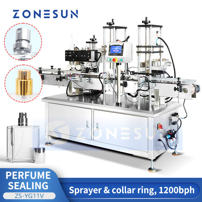 ZONESUN ZS-YG11V Automatic Perfume Bottle Sprayer Crimping & Collar Ring Pressing Machine