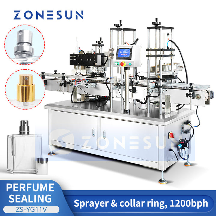 ZONESUN ZS-YG11V Automatic Perfume Bottle Sprayer Crimping & Collar Ring Pressing Machine