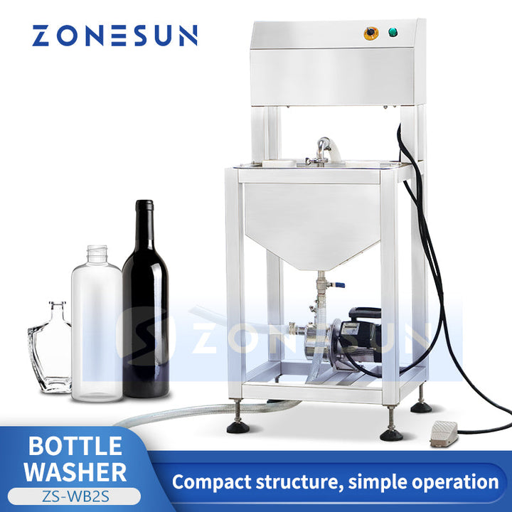 ZONESUN ZS-WB2S Halbautomatische Doppelkopf-Flaschenwaschmaschine