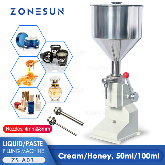 ZONESUN ZS‑A03 Manual Paste Filling Machine 50/100 ml Adjustable