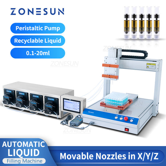 ZONESUN ZS‑XYZ4A 4‑Nozzle Peristaltic Pump Small‑volume Liquid Filler