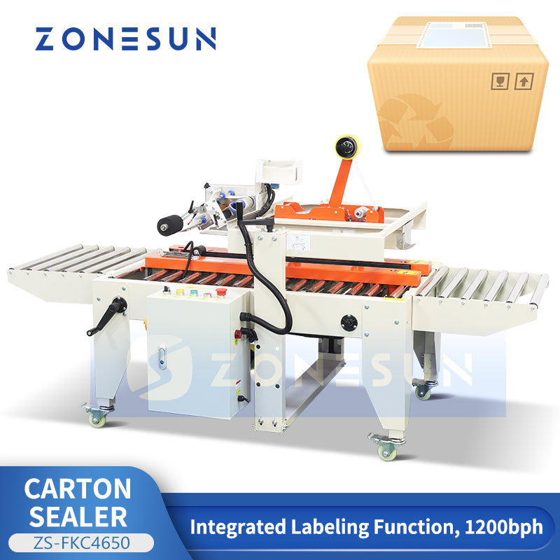 ZONESUN ZS-FKC4650 Automatic Carton Sealing and Labeling Machine