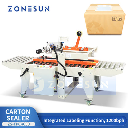 ZONESUN ZS-FKC4650 Automatic Carton Sealing and Labeling Machine
