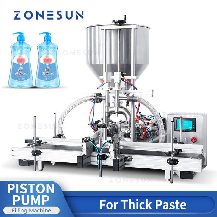 ZONESUN ZS-DTGT2 Máquina automática de llenado de pasta con bomba de pistón neumática con 2 boquillas de elevación 