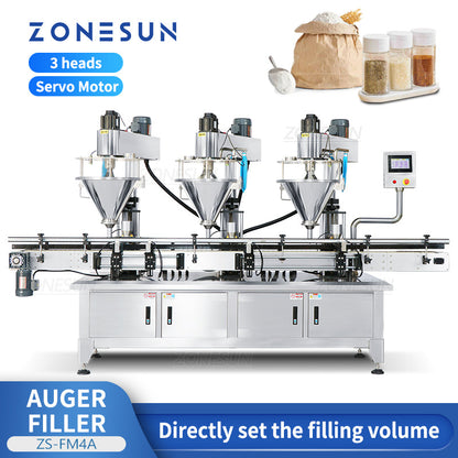 ZONESUN ZS-FM4A Auto 3 Heads Servo Motor Auger Powder Filling Machine