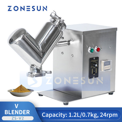 ZONESUN ZS‑V2 V‑type Powder Mixing Machine for Dry Powder & Granules