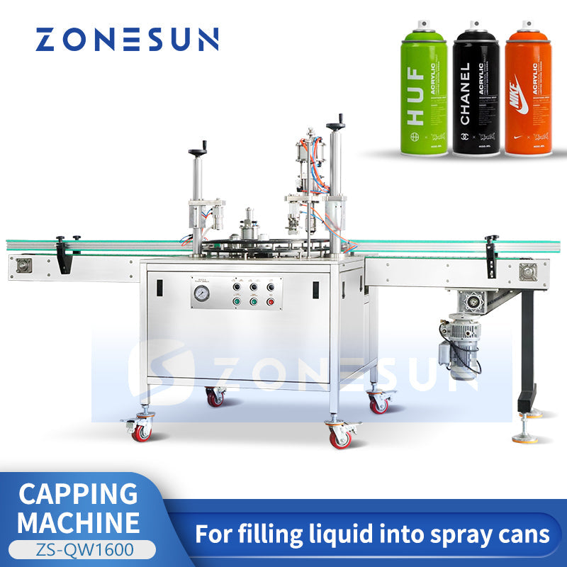 ZONESUN ZS-QW1600 Automatic Spray Can Filling and Capping Machine