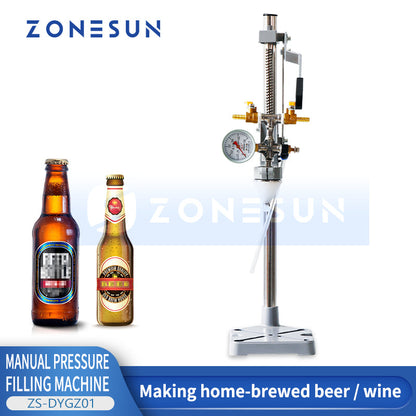 ZONESUN ZS-DYGZ01 Manual Equipressure Beer Bottle Can Filling Machine