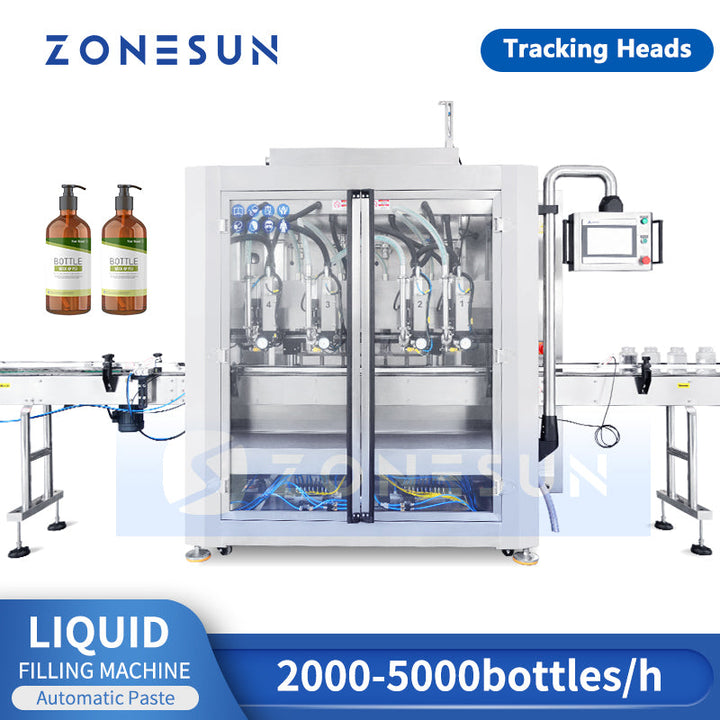 ZONESUN ZS-VTPF4 Máquina automática de llenado de líquidos en pasta con 4 cabezales de seguimiento 