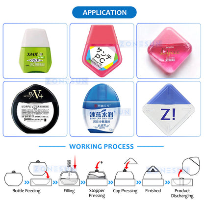 ZONESUN ZS-AFC6F Eye Drop Filling & Capping Machine for Flat Bottles