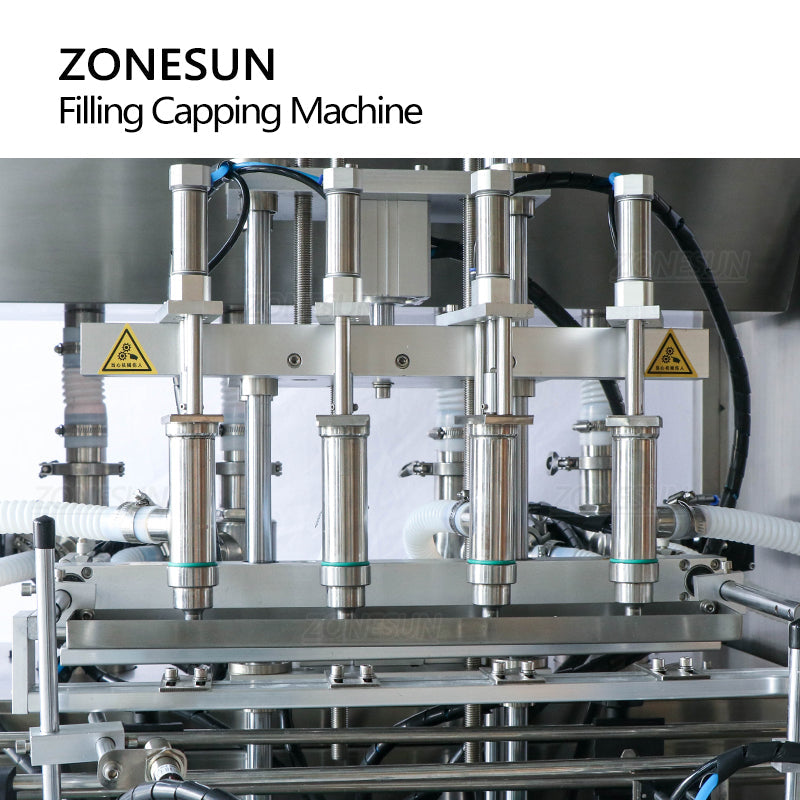ZONESUN ZS-FAL180A9 4-Nozzle Paste Liquid Filling&Bottle Capping Line