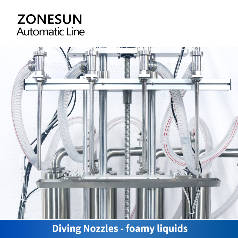 ZONESUN ZS‑FAL180X8 4‑Head Piston Pump Filling Capping Labeling Line