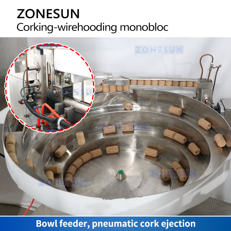 ZONESUN ZS-YG17 Automatic Wine Bottle Corking and Wire Hooding Machine
