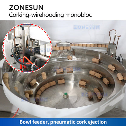 ZONESUN ZS-YG17 Automatic Wine Bottle Corking and Wire Hooding Machine