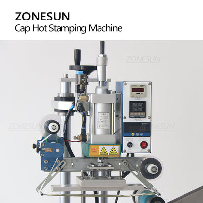 ZONESUN ZS‑819R2A Pneumatic Bottle Cap Hot Stamping Machine & Feeder