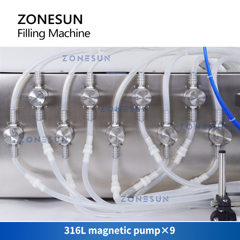 ZONESUN ZS-YTMP9C Pneumatic 9 Nozzles Magnetic Pump Filling Machine