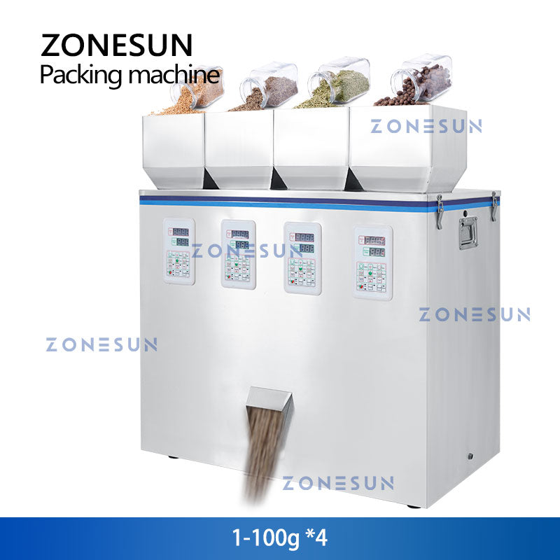 ZONESUN ZS-GWF Semi-automatic 4 Hopper Granule Powder Filling Machine