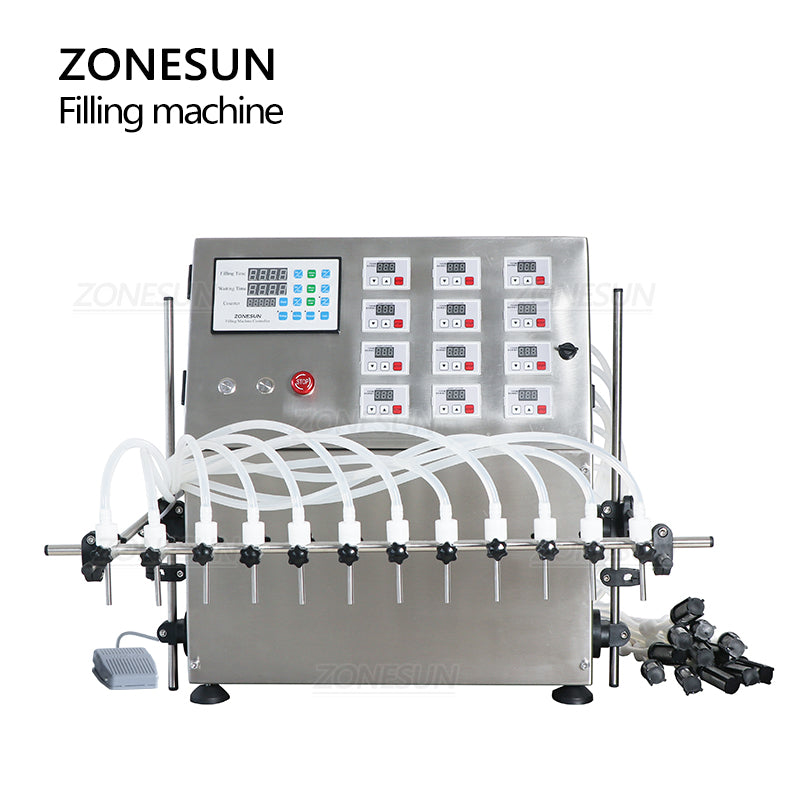ZONESUN ZS-DPYT12P Semi-auto 12 Nozzle2 Liquid Filling Machine