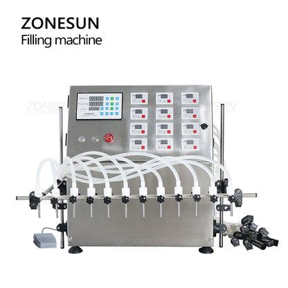 ZONESUN ZS-DPYT12P Semi-auto 12 Nozzle2 Liquid Filling Machine