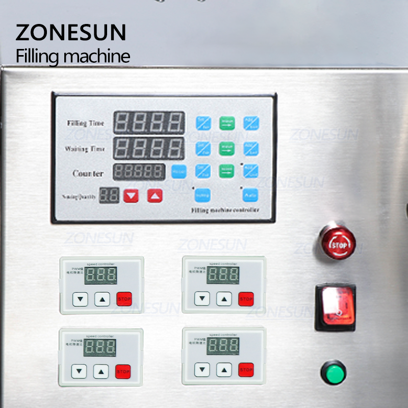 ZONESUN ZS-YTMP4S Semi-Auto 4Head Magnetic Pump Liquid Filling Machine