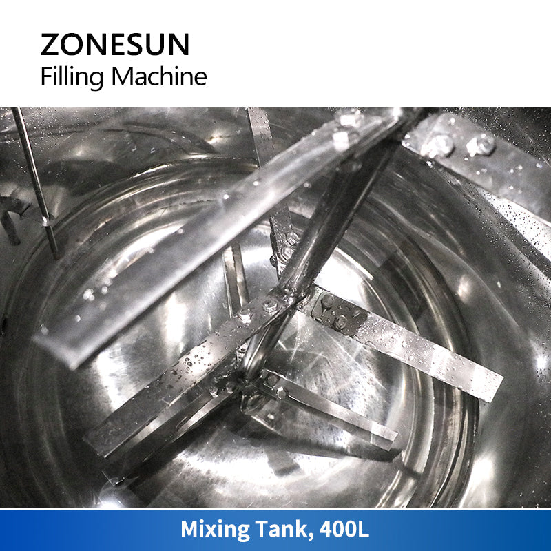 ZONESUN ZS‑YT6T‑6V 6‑Head Piston Pump Liquid Filler with Mixing Tank