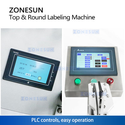 ZONESUN ZS-TB822P Automatic Top and Round Bottle Labeling Machine