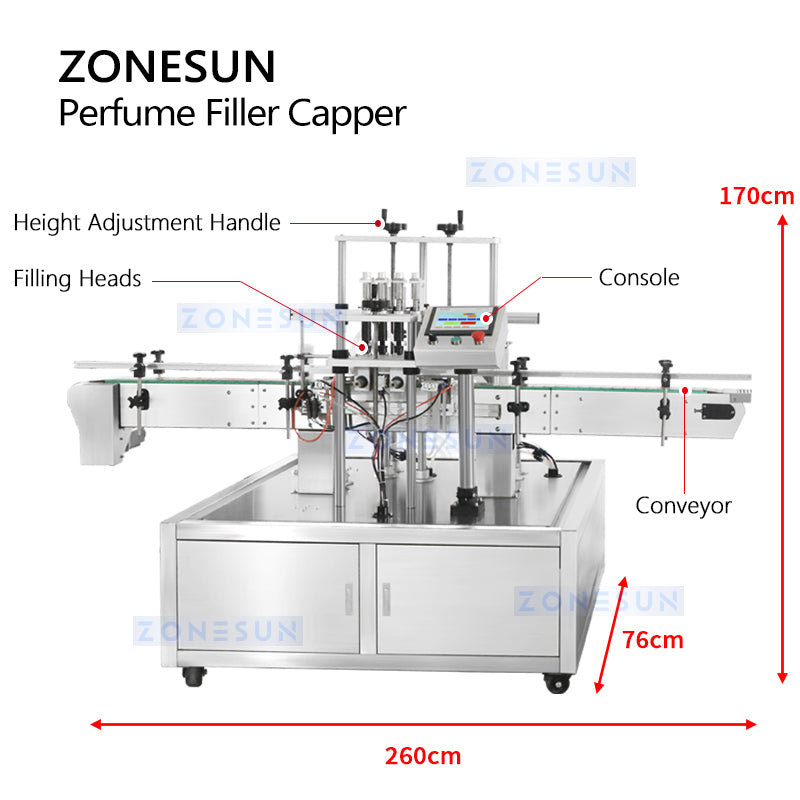 ZONESUN ZS-FAL180X Auto Perfume Bottle Vacuum Filling Capping Machine