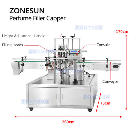 ZONESUN ZS-FAL180X Auto Perfume Bottle Vacuum Filling Capping Machine