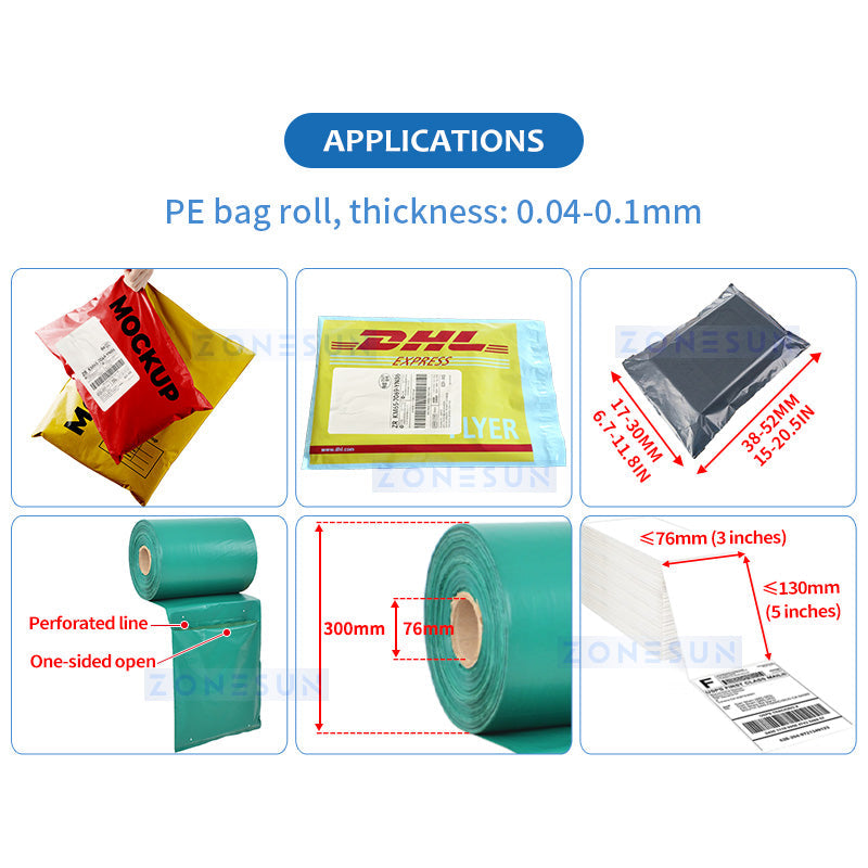 ZONESUN ZS-TB103 Automatic Courier Bag Sealing and Labeling Machine