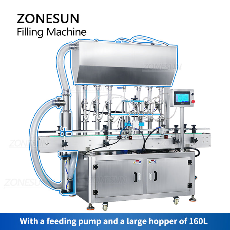 ZONESUN ZS‑YT6T‑6PX 6Head Servo Piston Paste Filling Machine with Pump