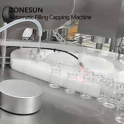 ZONESUN Macchina automatica per il riempimento e la tappatura di liquidi con pompa peristaltica per bottiglie di penicillina con alimentatore per tappi 