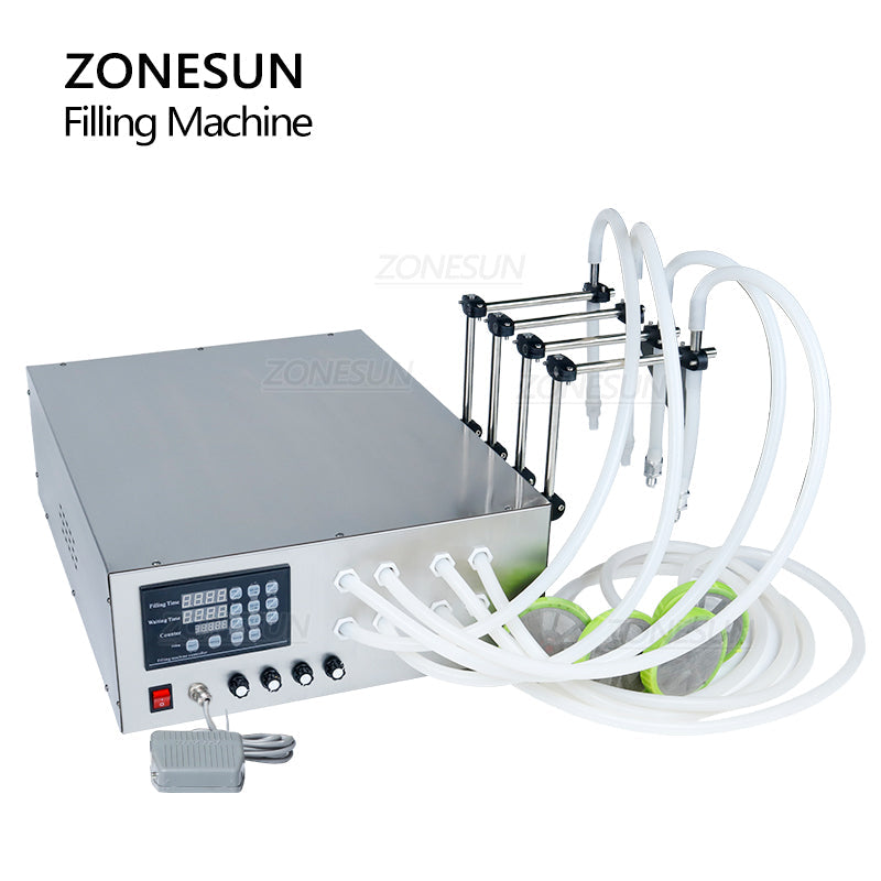 ZONESUN 20-17000ml Semi-Automatic 4 Nozzles Liquid Filling Machine