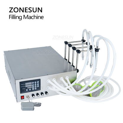 ZONESUN 20-17000ml Semi-Automatic 4 Nozzles Liquid Filling Machine
