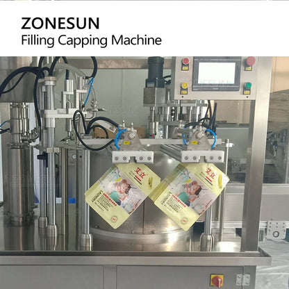 ZONESUN ZS-YTZL2 Servo Doypack Filling Capping Machine with Conveyor