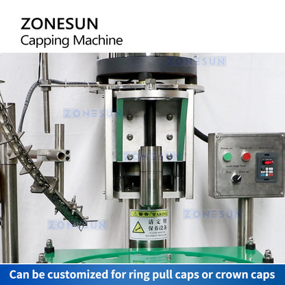 ZONESUN ZS-XG440L Automatic Ring Pull and Crown Cap Capping Machine