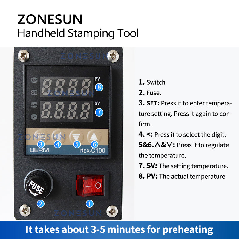 ZONESUN ZS-HST1 Handheld Hot Stamping and Branding Machine