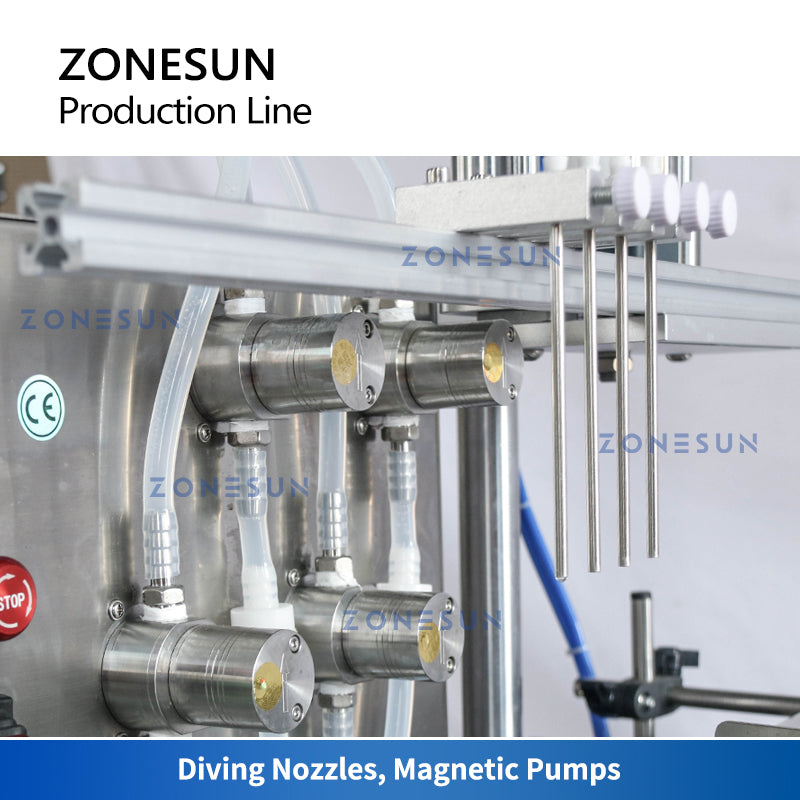 ZONESUN ZS-FAL180D6 4 Nozzles Filling Capping Labeling Production Line