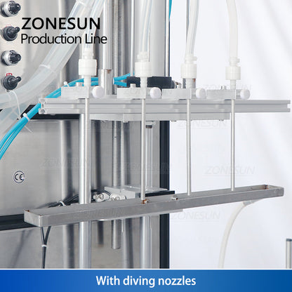 ZONESUN ZS‑FAL180X4 4Nozzle Magnetic Pump Filler Capper Labeler Line