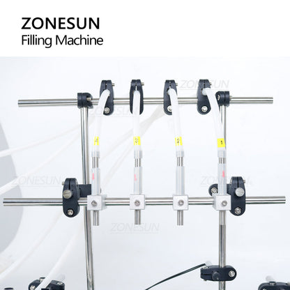 ZONESUN ZS-DTDP4G Auto 4-Nozzle Liquid Filling Machine with Conveyor