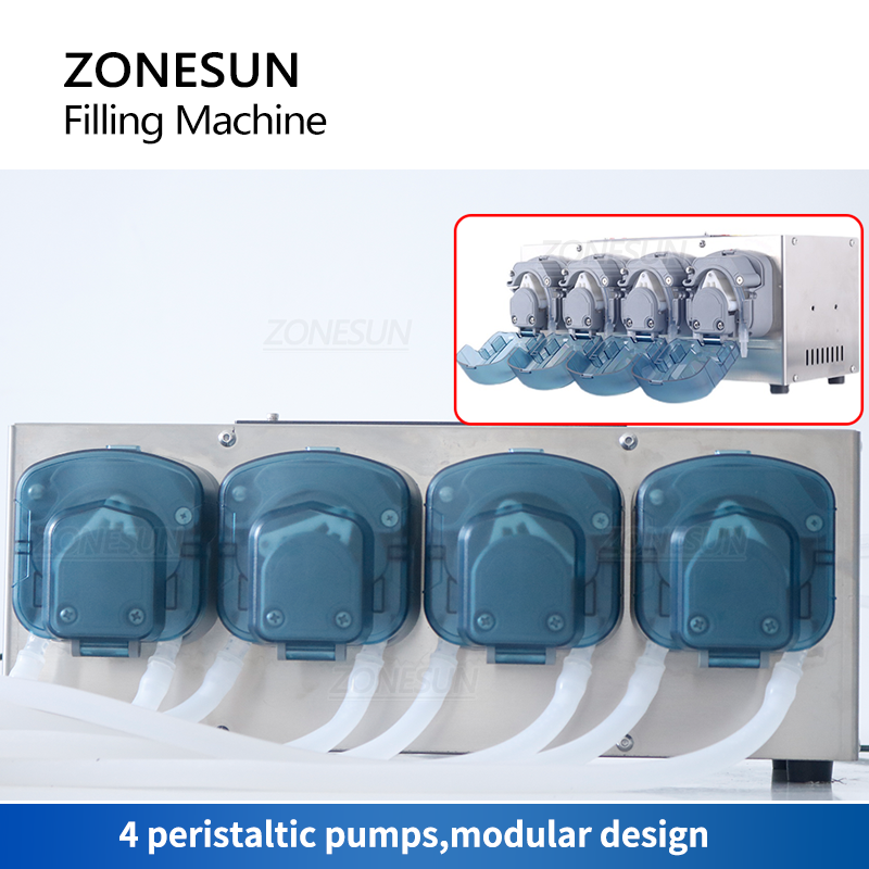 ZONESUN ZS‑DTPP100C4 4Nozzle Peristaltic Pump Liquid Filling Machine
