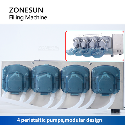 ZONESUN ZS‑DTPP100C4 4Nozzle Peristaltic Pump Liquid Filling Machine