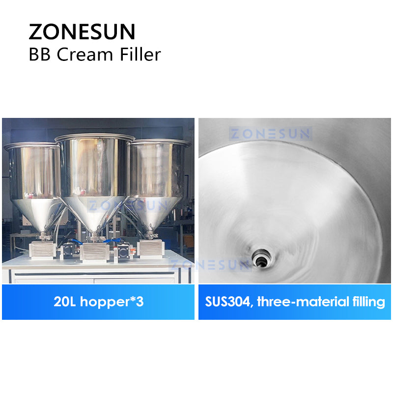 ZONESUN ZS-GTBB2S 3-Color Dual-Head Rotary BB Cream Filling Machine
